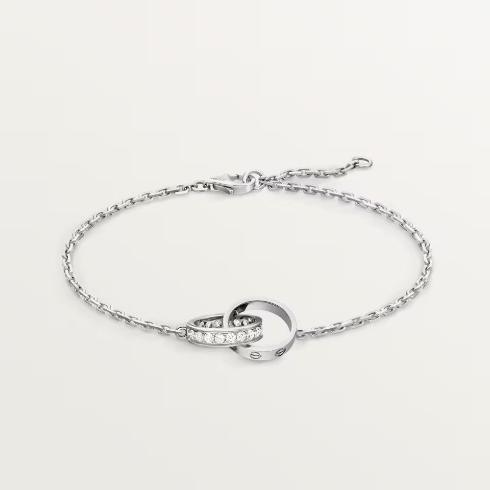 [⭐Luxery]LOVE DOUBLE RING HALF DIAMOND BRACELET