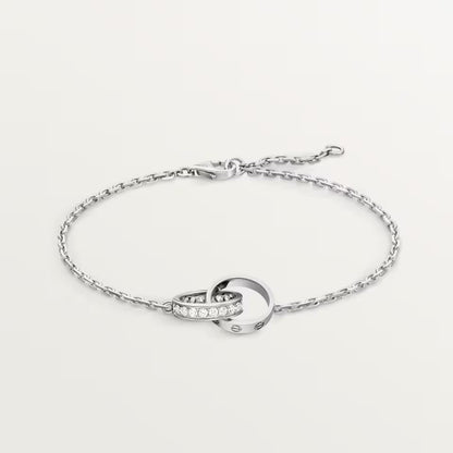 [⭐Luxery]LOVE DOUBLE RING HALF DIAMOND BRACELET