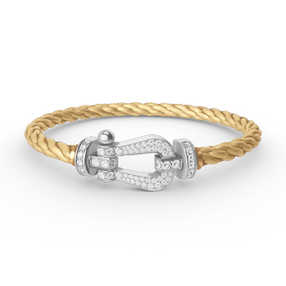 [⭐Luxery]FORCE LARGE HORSESHOE FULL DIAMOND BRACELET SILVER