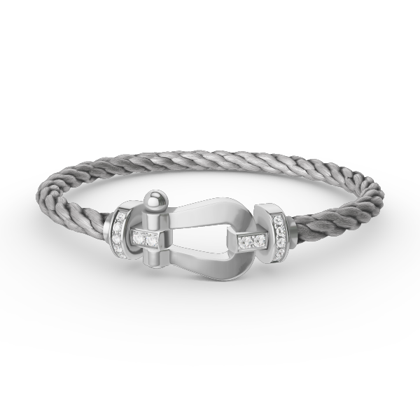 [⭐Luxery]FORCE LARGE HORSESHOE HALF DIAMOND BRACELET SILVER