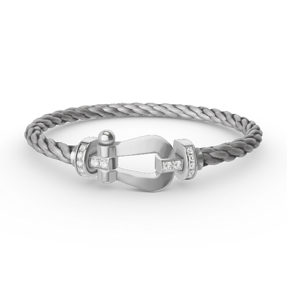 [⭐Luxery]FORCE LARGE HORSESHOE HALF DIAMOND BRACELET SILVER
