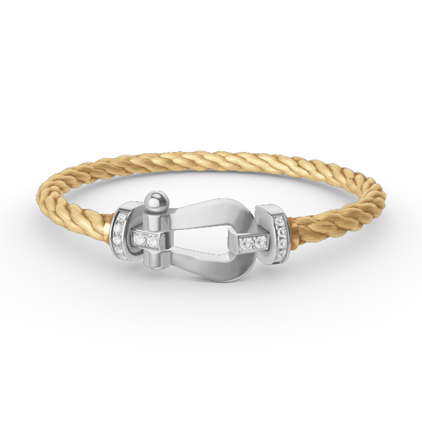 [⭐Luxery]FORCE LARGE HORSESHOE HALF DIAMOND BRACELET SILVER