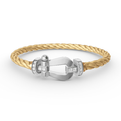 [⭐Luxery]FORCE LARGE HORSESHOE HALF DIAMOND BRACELET SILVER