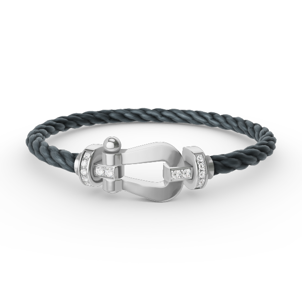 [⭐Luxery]FORCE LARGE HORSESHOE HALF DIAMOND BRACELET SILVER