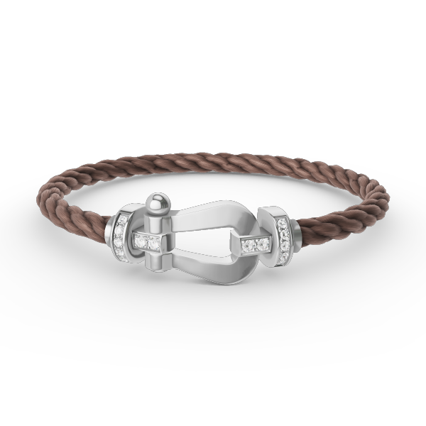 [⭐Luxery]FORCE LARGE HORSESHOE HALF DIAMOND BRACELET SILVER