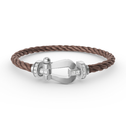[⭐Luxery]FORCE LARGE HORSESHOE HALF DIAMOND BRACELET SILVER