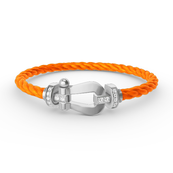 [⭐Luxery]FORCE LARGE HORSESHOE HALF DIAMOND BRACELET SILVER