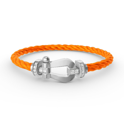 [⭐Luxery]FORCE LARGE HORSESHOE HALF DIAMOND BRACELET SILVER