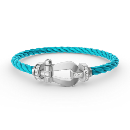 [⭐Luxery]FORCE LARGE HORSESHOE HALF DIAMOND BRACELET SILVER