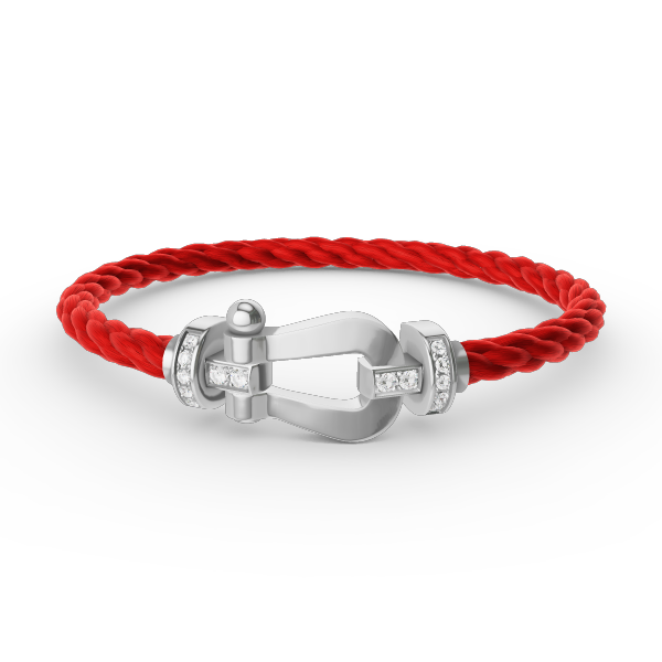 [⭐Luxery]FORCE LARGE HORSESHOE HALF DIAMOND BRACELET SILVER