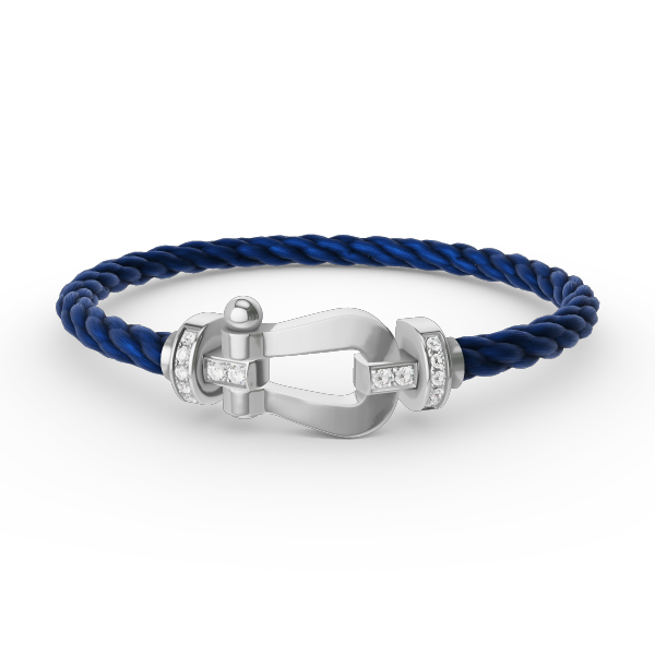 [⭐Luxery]FORCE LARGE HORSESHOE HALF DIAMOND BRACELET SILVER