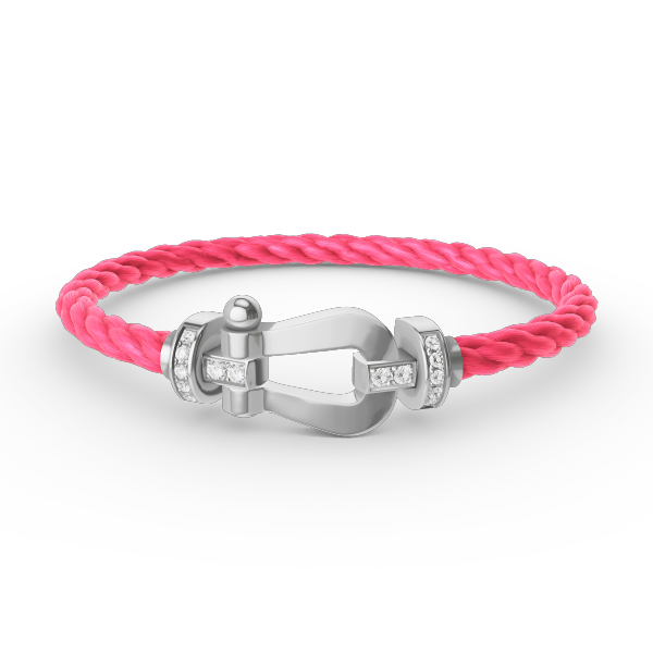 [⭐Luxery]FORCE LARGE HORSESHOE HALF DIAMOND BRACELET SILVER