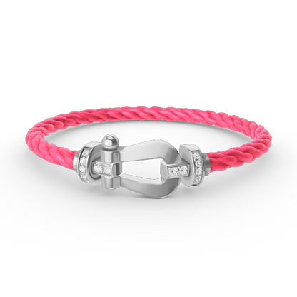 [⭐Luxery]FORCE LARGE HORSESHOE HALF DIAMOND BRACELET SILVER