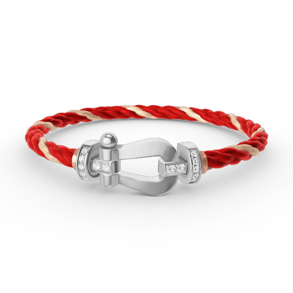 [⭐Luxery]FORCE LARGE HORSESHOE HALF DIAMOND BRACELET SILVER