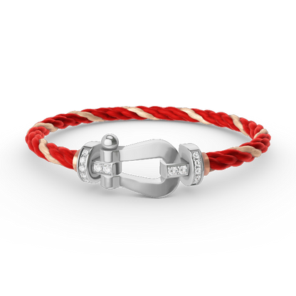 [⭐Luxery]FORCE LARGE HORSESHOE HALF DIAMOND BRACELET SILVER