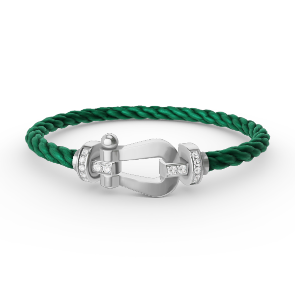 [⭐Luxery]FORCE LARGE HORSESHOE HALF DIAMOND BRACELET SILVER
