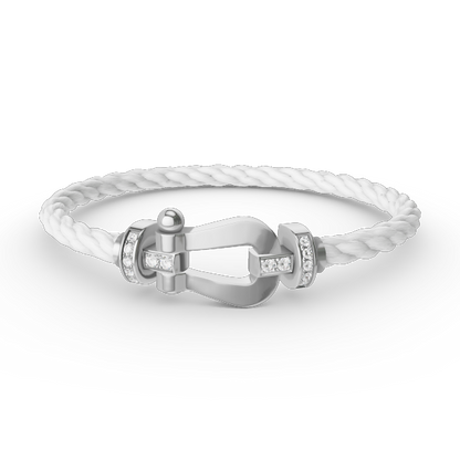 [⭐Luxery]FORCE LARGE HORSESHOE HALF DIAMOND BRACELET SILVER