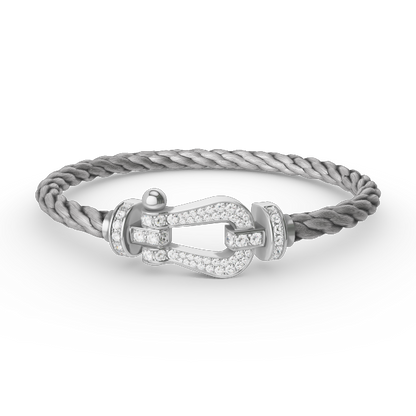 [⭐Luxery]FORCE LARGE HORSESHOE FULL DIAMOND BRACELET SILVER