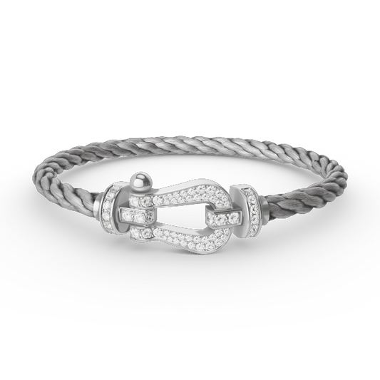 [⭐Luxery]FORCE LARGE HORSESHOE FULL DIAMOND BRACELET SILVER