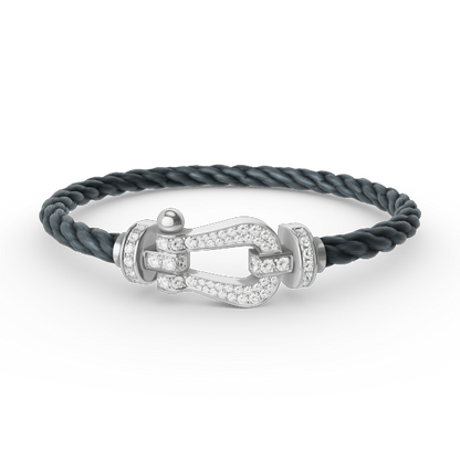 [⭐Luxery]FORCE LARGE HORSESHOE FULL DIAMOND BRACELET SILVER