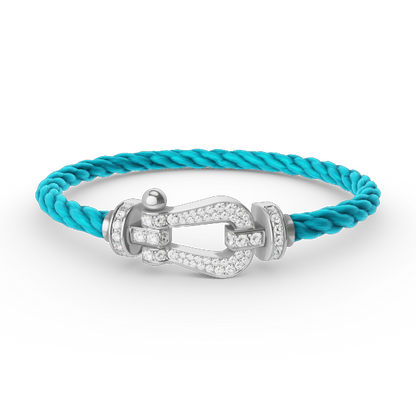 [⭐Luxery]FORCE LARGE HORSESHOE FULL DIAMOND BRACELET SILVER