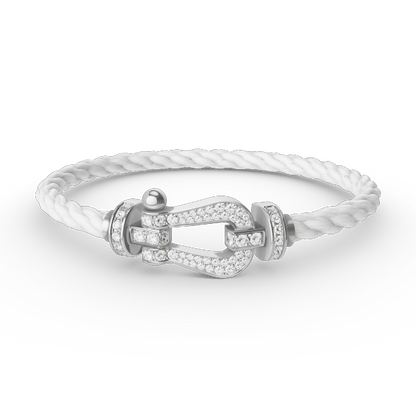 [⭐Luxery]FORCE LARGE HORSESHOE FULL DIAMOND BRACELET SILVER