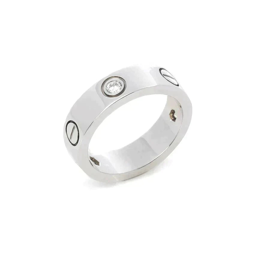[⭐Luxery]LOVE RING 5.5MM 3 DIAMONDS SILVER