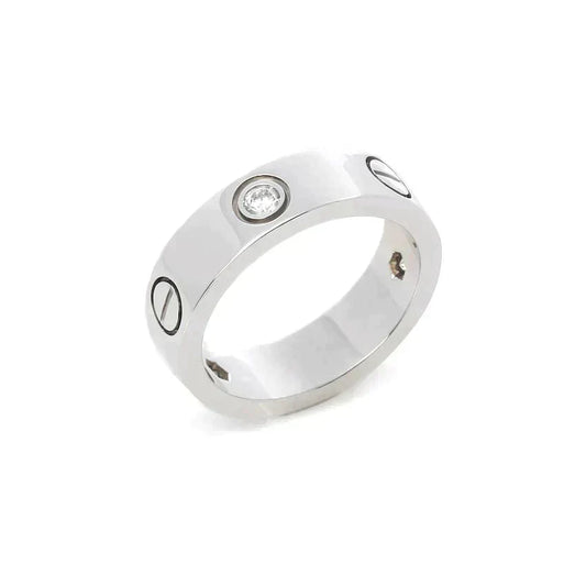 [⭐Luxery]LOVE RING 5.5MM 3 DIAMONDS SILVER