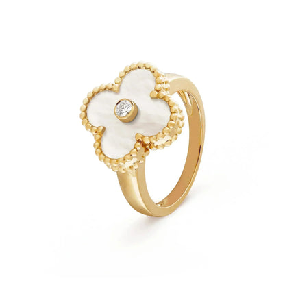 [⭐Luxery]CLOVER PINK MOP RING GOLD DIAMOND