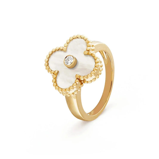 [⭐Luxery]CLOVER PINK MOP RING GOLD DIAMOND