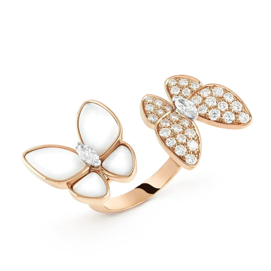 [⭐Luxery]TWIN BUTTERFLY DIAMOND MOP RING
