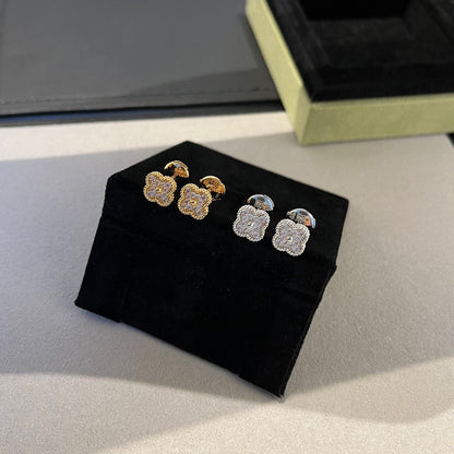 [⭐Luxery]CLOVER MINI DIAMOND STUD EARRINGS