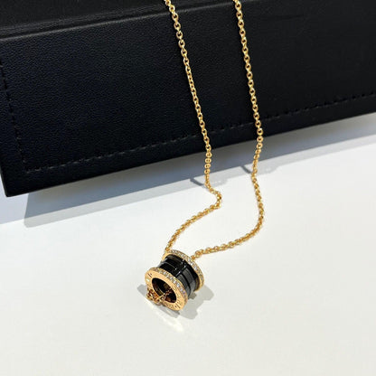 [⭐Luxery]ZERO 1 BLACK CERAMIC DIAMOND PINK GOLD NECKLACE