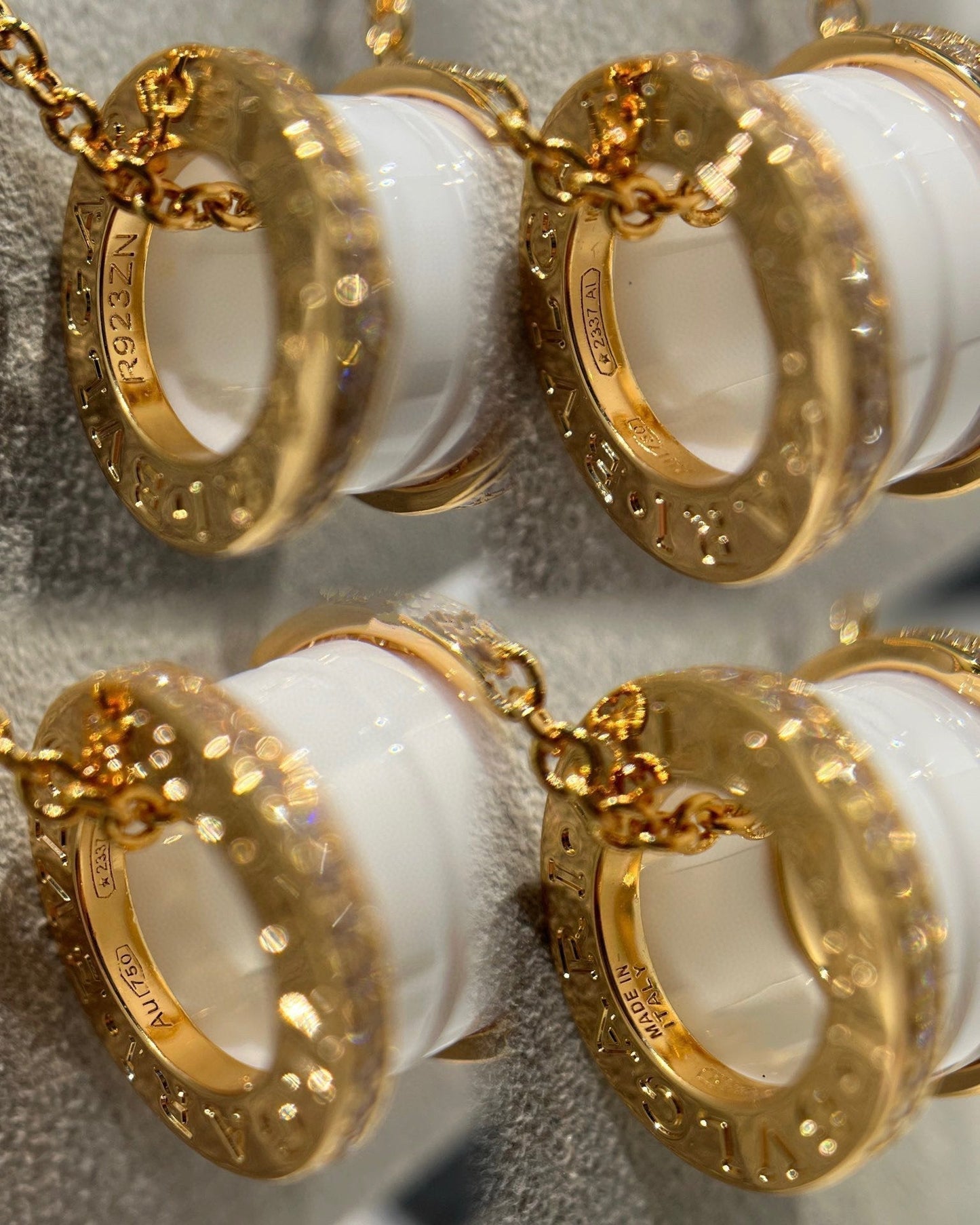 [⭐Luxery]ZERO 1 WHITE CERAMIC DIAMOND PINK GOLD NECKLACE
